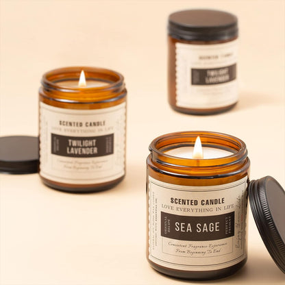 Transform your space with our Twilight Lavender & Sea Sage Scented Candles! 🌿✨ Enjoy 100 hours of blissful aroma in beautiful amber jars. Perfect gifts for any occasion! 🎁🕯️ #HomeFragrance #Candles #GiftIdeas