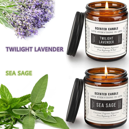 Transform your space with our Twilight Lavender & Sea Sage Scented Candles! 🌿✨ Enjoy 100 hours of blissful aroma in beautiful amber jars. Perfect gifts for any occasion! 🎁🕯️ #HomeFragrance #Candles #GiftIdeas