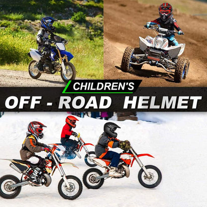 Youth Kids ATV Motocross Helmet Goggles Sports Gloves Dirt Bike Motorcycle off Road DOT Approved B07 (Youth-L, Matte Black)